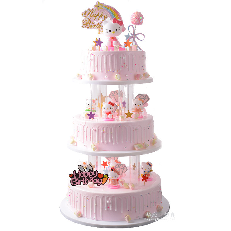 Simulation Cake Model New 2020 Shake Head KT Cat Net Red Fake Cake Sample Birthday Cake Popular Model