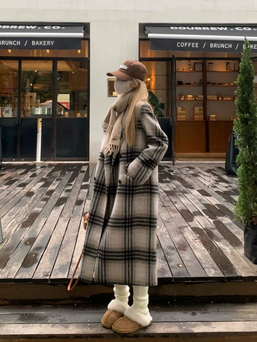 Демисезонное небольшое шерстяное двусторонное кашемировое длинное шерстяное пальто, средней длины, подходит для подростков