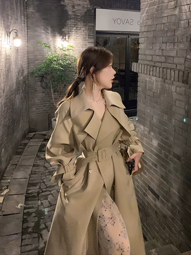 Белый плащ, длинная осенняя куртка, осенний приталенный корсет, средней длины, по фигуре, подходит для подростков, в британском стиле