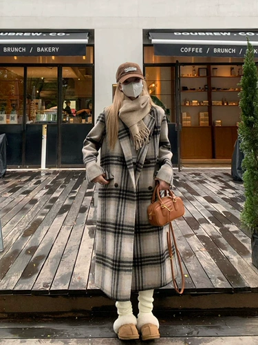 Демисезонное небольшое шерстяное двусторонное кашемировое длинное шерстяное пальто, средней длины, подходит для подростков