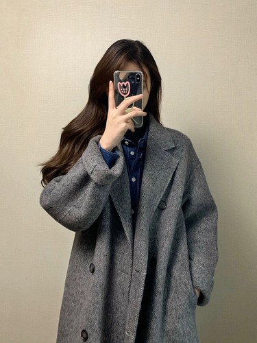 Двусторонний кашемировый зимний шерстяной вкладыш с пухом, шерстяное пальто, изысканный стиль, подходит для подростков, увеличенная толщина