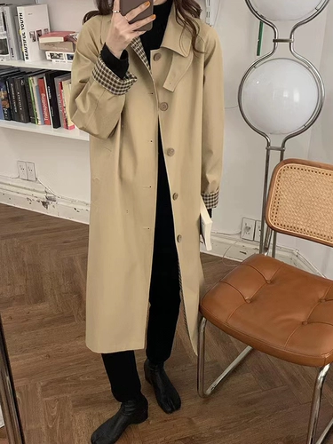 Плащ, весенняя осенняя длинная ретро куртка, средней длины, подходит для подростков, изысканный стиль