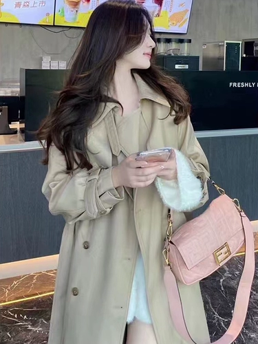 Хаки плащ, длинная весенняя осенняя куртка, средней длины, 2025 года, подходит для подростков, в британском стиле, изысканный стиль