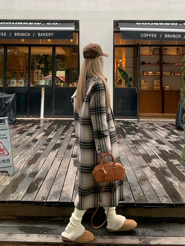 Демисезонное небольшое шерстяное двусторонное кашемировое длинное шерстяное пальто, средней длины, подходит для подростков