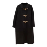 Черное двусторонное кашемировое демисезонное шерстяное шерстяное пальто, подходит для подростков