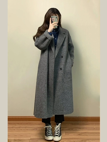 Двусторонний кашемировый зимний шерстяной вкладыш с пухом, шерстяное пальто, изысканный стиль, подходит для подростков, увеличенная толщина