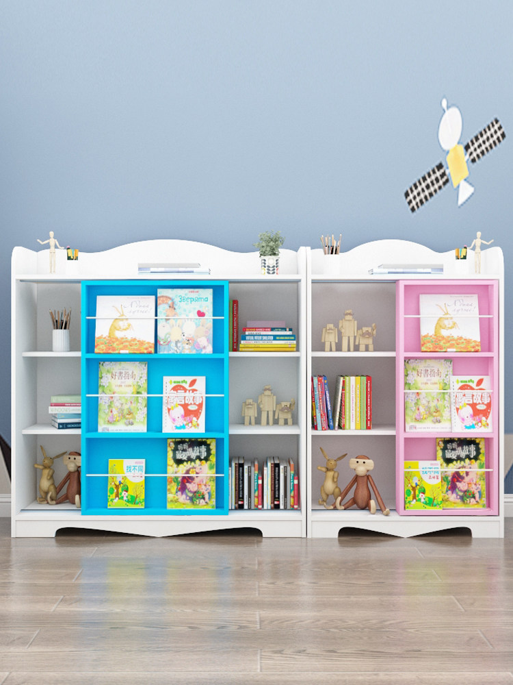Korean solid wood children's bookshelf Student floor shelf Kindergarten baby picture book shelf Storage cabinet Bookcase