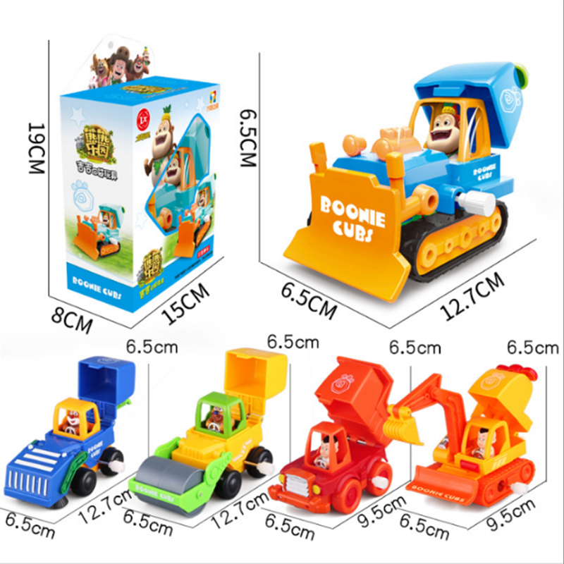 Long Xiang Bear Haunted PlaySet Bear Paradise Clockwork Deformation Engineering Car Pocket Toy Car Bear Big Bald Head Strong