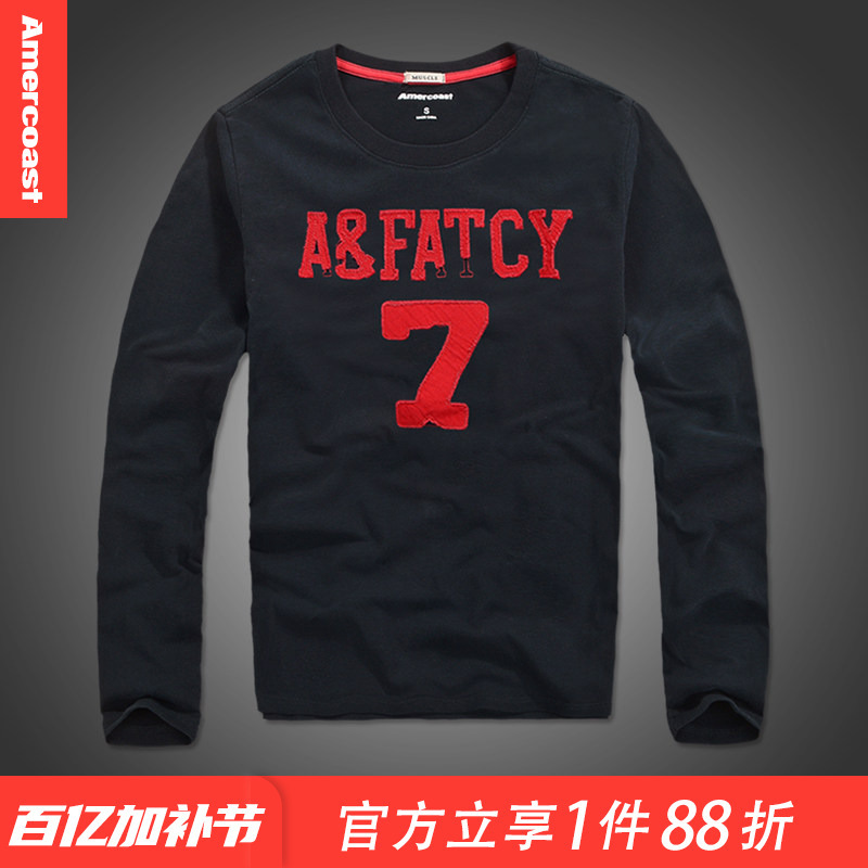 American Coast Af Long-Sleeved T-Shirt, Pure Cotton Men's Clothing, Trendy Autumn Inner Layering Shirt, Men's All-Cotton Casual Sweatshirt