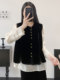 Velvet vest for women's outer wear 2026 spring new style high-end, ແບບຕ່າງປະເທດ, ການຫຼຸດຜ່ອນອາຍຸ, ຄໍຮອບ, ເສື້ອກັນຫນາວຄົນອັບເດດ: