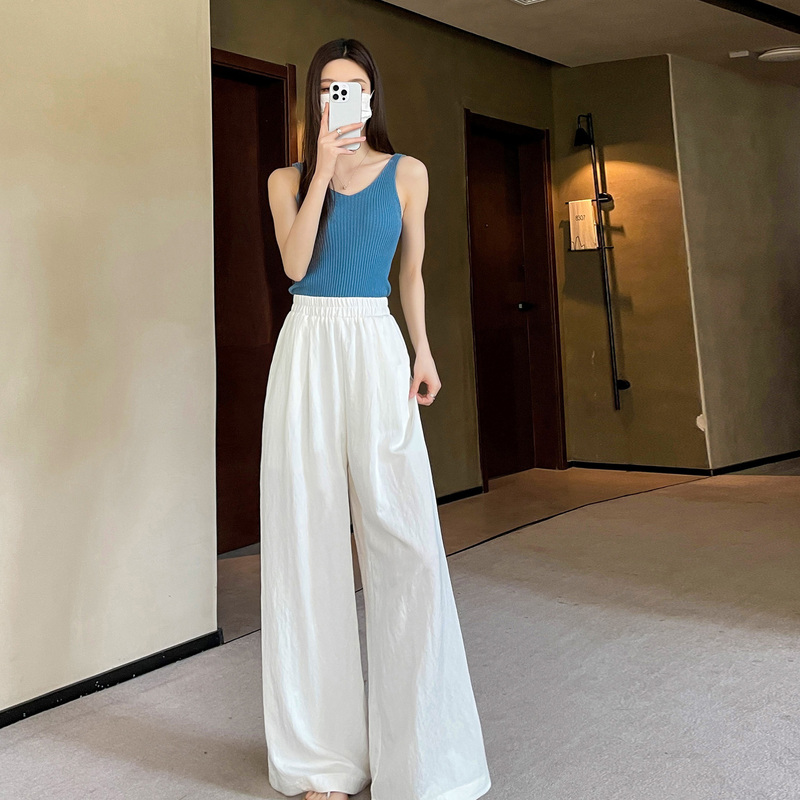 Thin Casual Wide-Leg Pants for Women 2026 Summer New Style Loose Drapey Relaxed Lazy Floor-Length Straight Pants