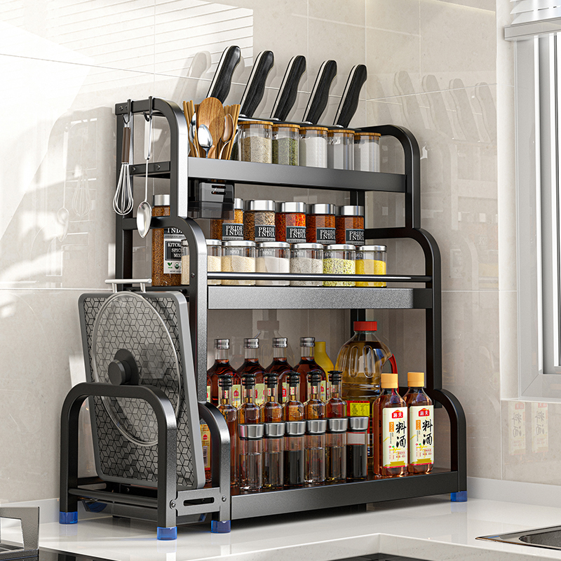 Kitchen Seasoning Shelving Chopsticks Tool Holder Table Top Multifunction Condiment Cookware Articles Containing Shelf Multilayer Shelf
