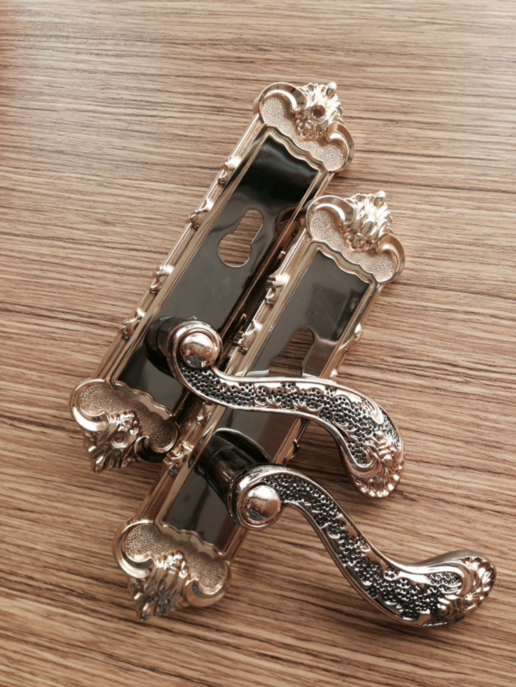 Inter-gold black European-style indoor bedroom door door door lock make-up room Two-type plate hand lock solid wood door handle lock