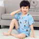 Mùa hè bé trai childrens đồ ngủ ngắn tay tinh khiết lụa cotton mùa hè phim hoạt hình Hàn Quốc phiên bản của các chàng trai cô gái trong bộ đồ trẻ em về nhà.