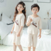 Summer childrens đồ ngủ cậu bé bông máy lạnh quần áo ngắn tay cô gái pajama quần áo bé trai set bông nhà mỏng. 