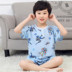 Mùa hè bé trai childrens đồ ngủ ngắn tay tinh khiết lụa cotton mùa hè phim hoạt hình Hàn Quốc phiên bản của các chàng trai cô gái trong bộ đồ trẻ em về nhà. 