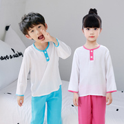 đồ ngủ cotton mùa hè childrens cô gái cậu bé mỏng dài tay quần áo em bé lụa mùa hè nhà phù hợp với không khí lạnh.