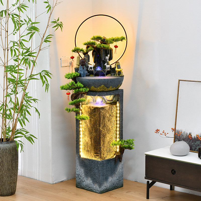 Flowing water fountain New Chinese landscape Living room Xuanguan Balcony Garden Courtyard decorated with floor tricks to give a good gift