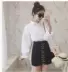 Mùa xuân và mùa thu mới Hàn Quốc Puff tay áo dài tay Joker Loose Thin Áo sơ mi trắng hàng đầu dưới cùng Nữ sinh viên áo sơ mi đen nữ Áo sơ mi dài tay