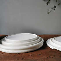 Collection of Things) The Silent Wind Han White Jade Stone Tray Containing Fruit Pan Extremely Simple Wind Ornament Mercy hotel Minjuku Home Residence Decoration