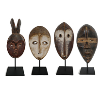 Collection of objects) African imports Wood Carved Masks Handmade Wooden Statues Tribal Wind Swing wall Pendant Decoration