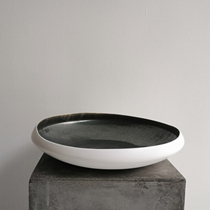 Handmade Oriental Ceramic Fruit Plate Simple Tableware Art Retro Pottery Decoration Hotel Homestay Soft Dress