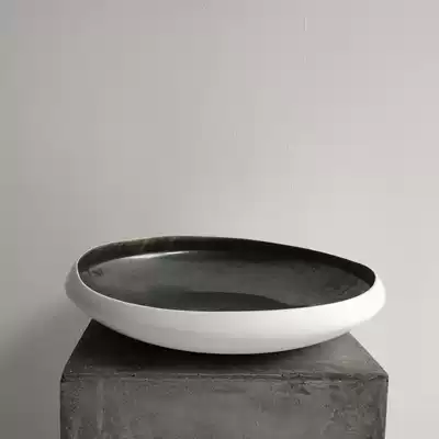 Set) handmade Oriental Ceramic fruit plate simple tableware art retro pottery decoration hotel homestay soft clothing