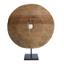 Collection of objects) Chinese style Silence Wood Wheel Pendulum Pieces Ancient Wind wood Carved Disc Decoration Hotel Folk Home Soft Clothing Props