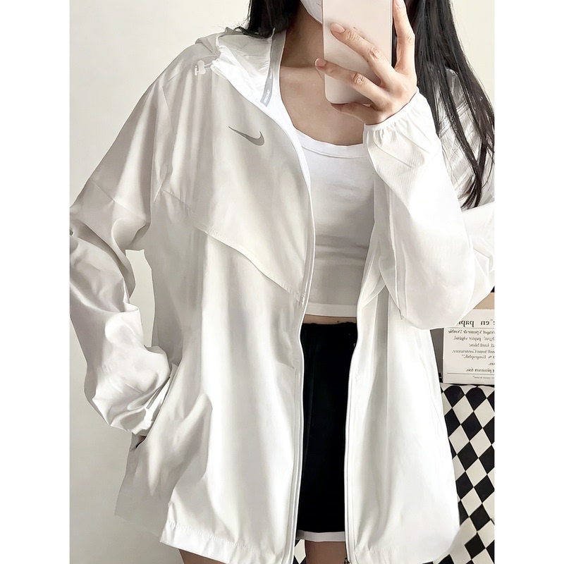 Summer Nike Sun Protection Clothing for Women, Loose and Versatile, Quick-Drying Couple's Hooded Skin Jacket, Sports Coat for Men