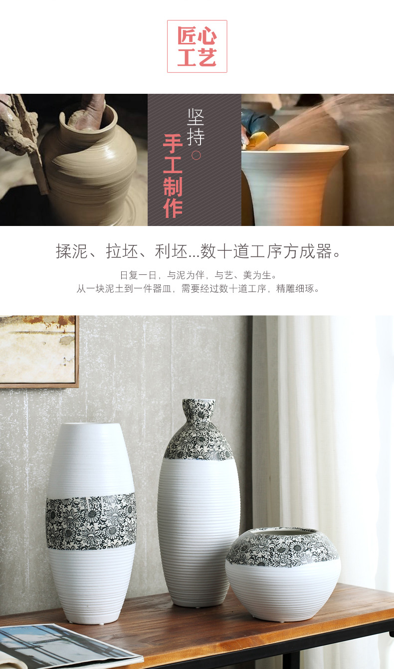 The creative scene ground vase furnishing articles home decoration ceramic pottery three - piece sunflower flowers sitting room