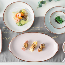 Japanese underglaze ceramic plate tableware Korean creative deep plate rice plate soup plate table baking dish baking plate salad baked rice plate