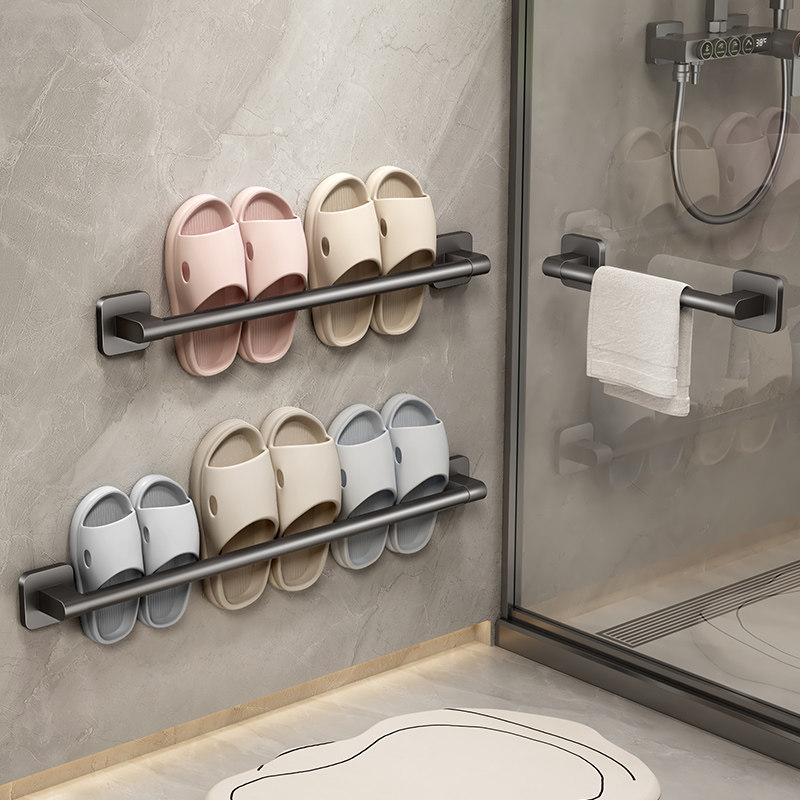 Bathroom slippers rack free of punching toilet shelving shoes Shelving Toilet Wall-mounted toilet wall-hanging hanging rack draining shelf-Taobao