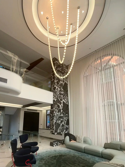 Light Luxury Villa Large Chandelier Duplex Staircase Long Chandelier Living Room Lobby Designer Crystal Chandelier Art Lamps