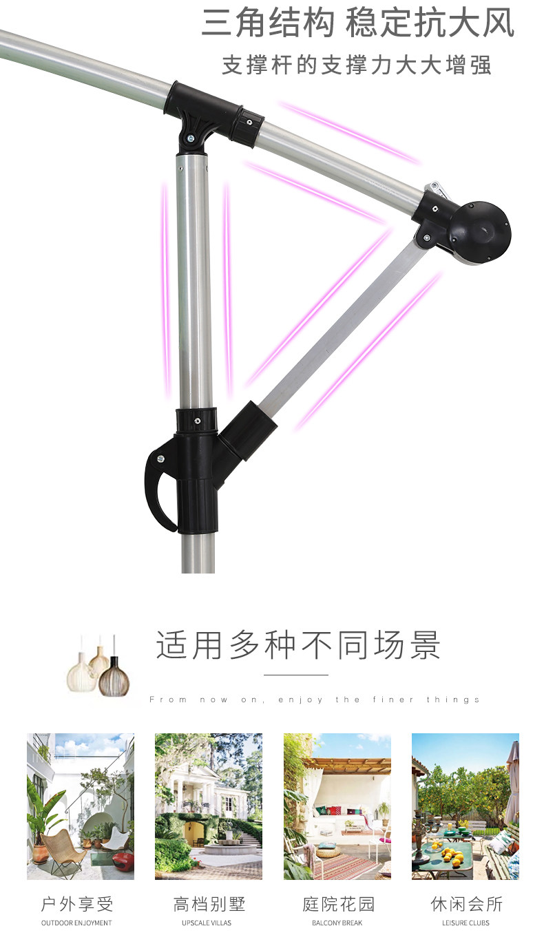 野人谷户外遮阳庭院伞别墅花园香蕉伞3米大太阳伞室外阳台遮阳伞详情7