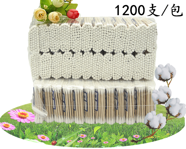 Double head cotton stick crown cotton stick pure cotton antibacterial sanitary wood makeup remover cleaning out of the ear disinfection cotton stick