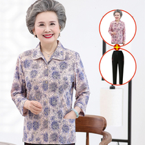 Middle-aged and elderly womens summer shirts 60-70 years old 80 old peoples clothes grandmas clothes moms tops spring and autumn shirts