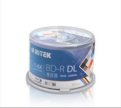 Promotional RiTEK Rhenium Blu-ray BD-R 50G Blank Disc Burning Disc High Speed Printable 50 Tablet Pack