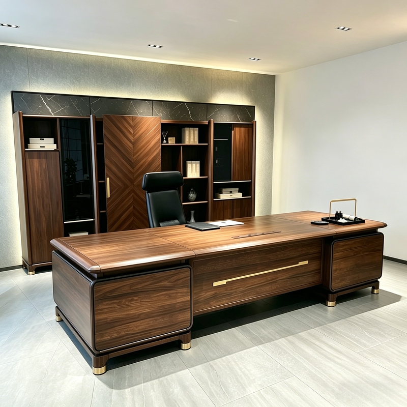 New Chinese Style Office Solid Wood Boss Desk Ceo Desk and Chair Combination Modern Simple Chairman Executive Desk