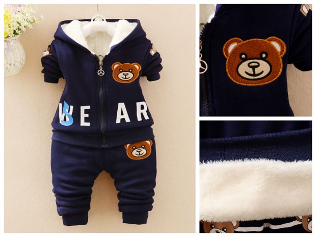 Mùa thu và mùa đông trẻ em mặc bộ đồ cotton nam 0-1-2-3-4-5 tuổi đồ trẻ em