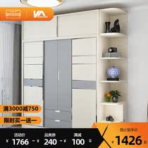 Nordic wardrobe sliding door moving modern simple wooden lockers storage home combination bedroom large wardrobe cabinet