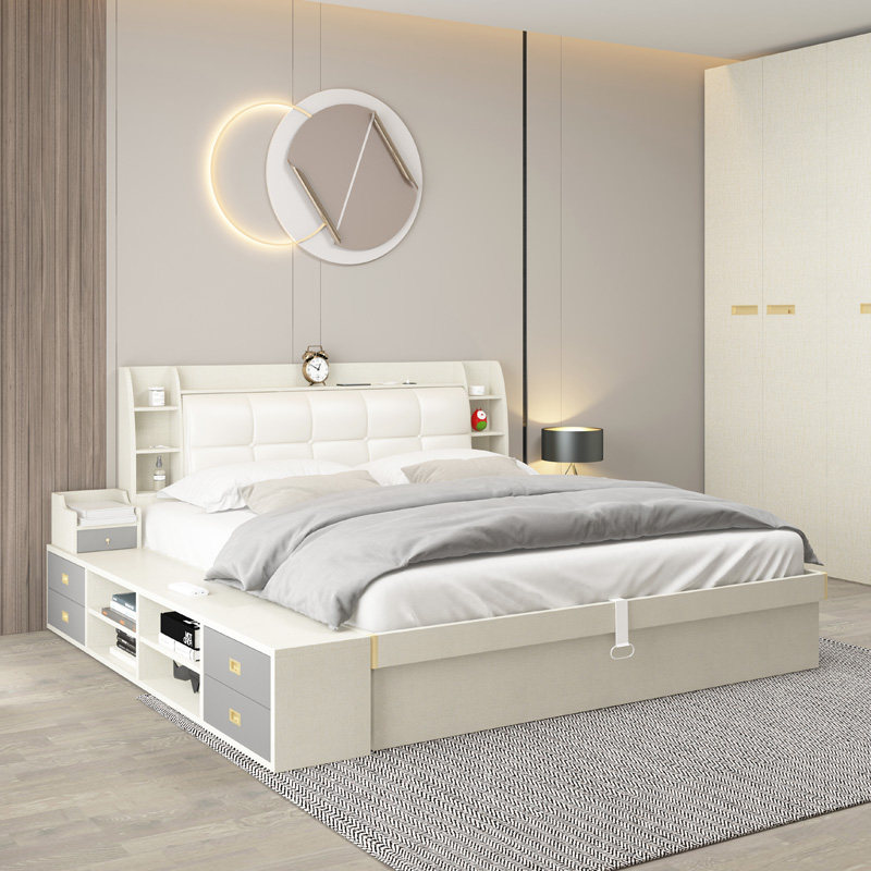 Bed light extravagant modern minimalist high box containing bed 1 5 m main bed 1 8 double containing bed tatami plate type bed