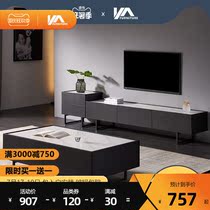 Nordic solid wood coffee table TV cabinet combination set multifunctional modern simple rock board small apartment living room floor cabinet