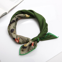 Spring and summer ins Korean style floral bow tie scarf small square scarf professional gauze headscarf scarf women