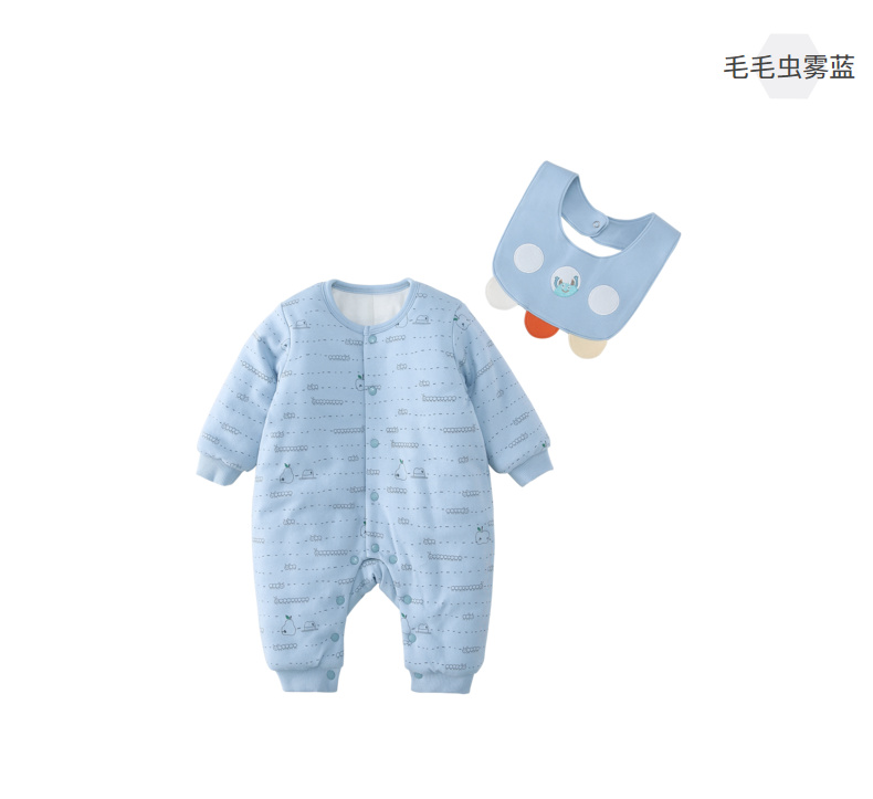 Quần áo sơ sinh Pureborn mùa đông dày lên ấm áp trùm đầu bé romper dính liền 0-3 tuổi áo khoác liền quần hình thú