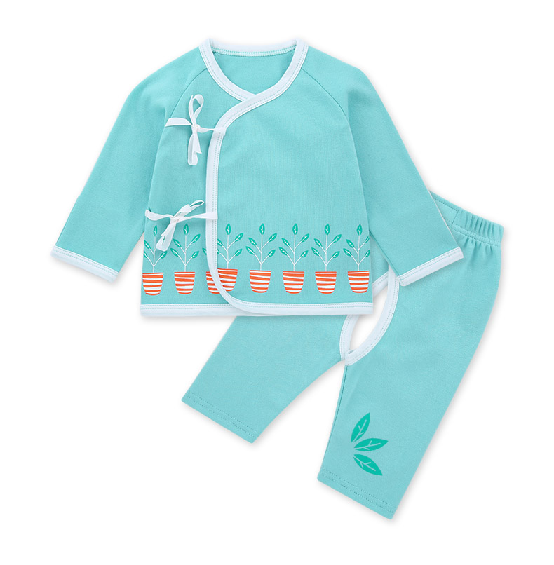Bộ đồ lót trẻ sơ sinh Pureborn 0-3 tháng Quần áo cotton cho bé Quần dài tay ren-up thời trang cho bé gái