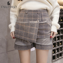 Plaid skirt winter skirt Short skirt winter with sweater thickened wild wear a word 2021 thickened autumn and winter