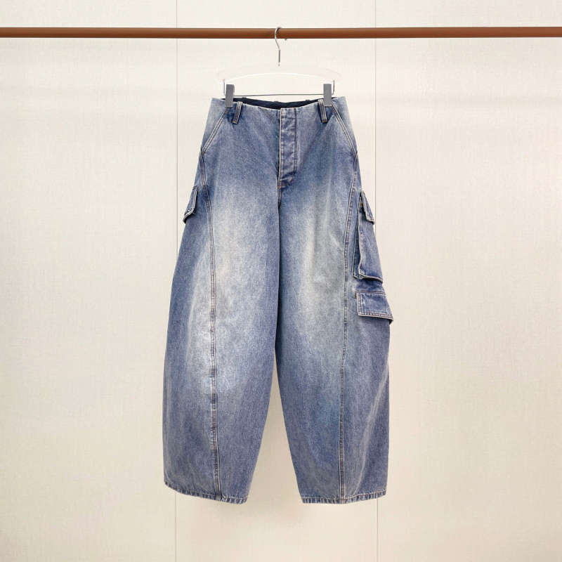Ag Fashionable Street Style Boyfriend Style Big Pocket Cargo Pants Women's Jeans Autumn New Loose Denim Trousers