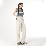 Белая униформа медсестры, дизайнерские штаны в стиле хип-хоп, в американском стиле, высокая талия, свободный крой, тренд сезона
