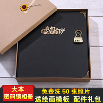 Password lock hand-painted album diy hand-pasted memorial album Creative couple romantic album book Birthday gift