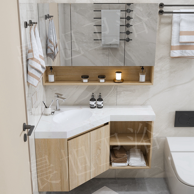 Bathroom Cabinet Mirror Cabinet Simple Small Apartment Slate Seamless Basin Corner Triangular Washbasin Washstand Extension Bathroom Cabinet Mirror Cabinet Simple Small Apartment Slate Seamless Basin Corner Triangular Washbasin Washstand Extension
